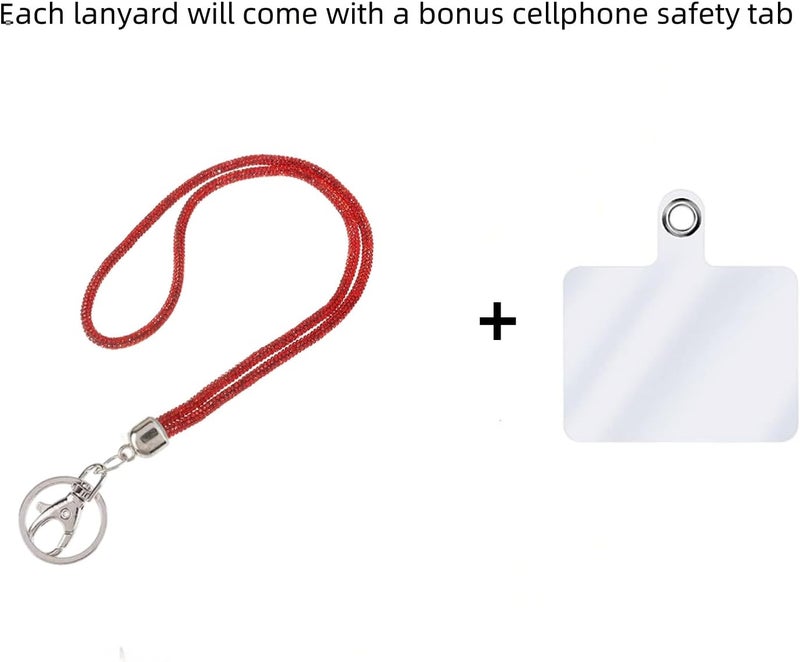 Global_Shopper Fashion 34.8'' Sparkle All Round Crystal Neck Lanyard,Bling Work Name Card Holder For Women(AB White,1PC) - Image 2